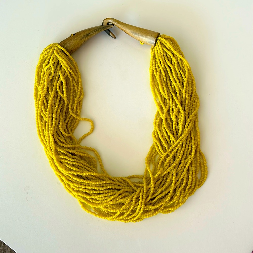 Boho Multi Strand Yellow Chunky Necklace